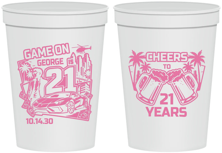 Personalized 21st Birthday 16 oz Stadium Cups - Video Game | 340024