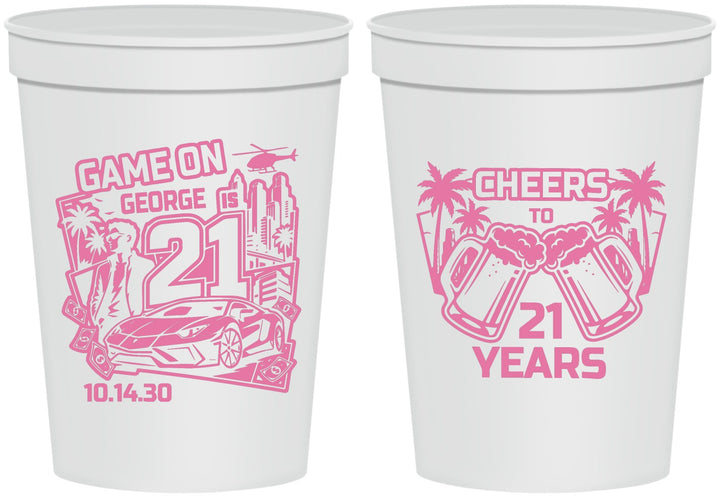 Personalized 21st Birthday 16 oz Stadium Cups - Video Game | 340024
