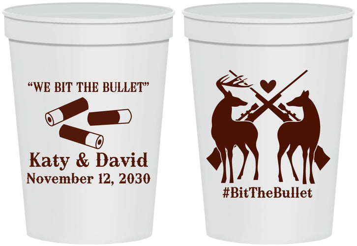 Personalized Wedding 16 oz Stadium Cups - We Bit The Bullet | 343