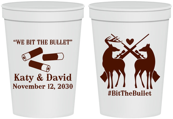 Personalized Wedding 16 oz Stadium Cups - We Bit The Bullet | 343