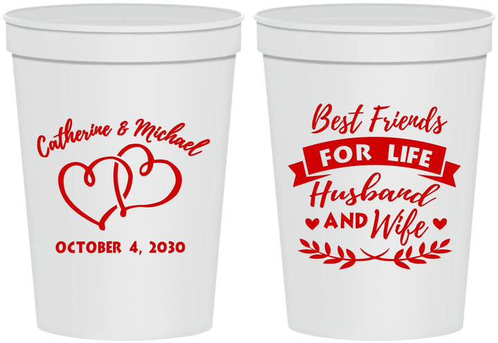 Personalized Wedding 16 oz Stadium Cups - Best Friends For Life | 349
