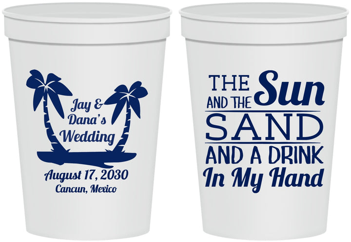 Personalized Wedding 16 oz Stadium Cups - Beach | 350
