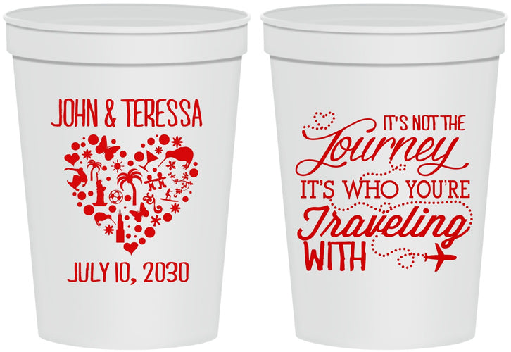 Personalized Wedding 16 oz Stadium Cups - Journey Traveling With | 354