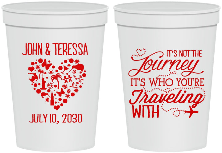 Personalized Wedding 16 oz Stadium Cups - Journey Traveling With | 354