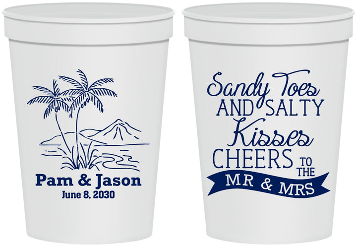 Personalized Wedding 16 oz Stadium Cups - Beach | 358