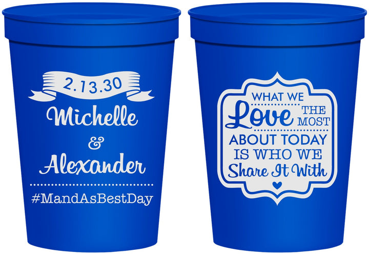 Personalized Wedding 16 oz Stadium Cups - Love Story | 359