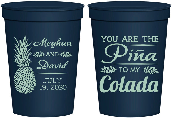Personalized Wedding 16 oz Stadium Cups - Pina Colada | 364