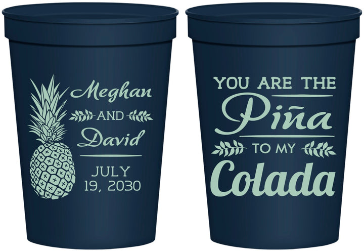 Personalized Wedding 16 oz Stadium Cups - Pina Colada | 364