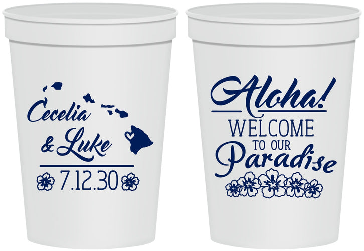 Personalized Wedding 16 oz Stadium Cups - Hawaii | 365
