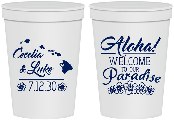 Personalized Wedding 16 oz Stadium Cups - Hawaii | 365