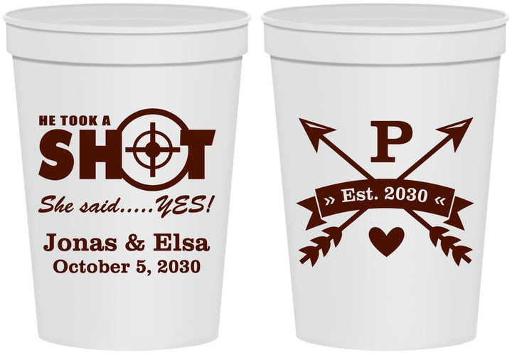 Personalized Wedding 16 oz Stadium Cups - Take A Shot She Said Yes | 370