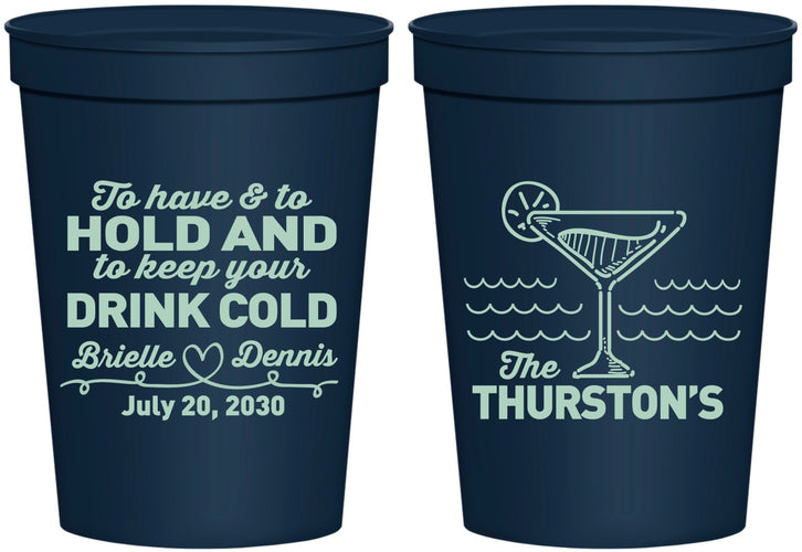 Personalized Wedding 16 oz Stadium Cups - To Have And To Hold | 375