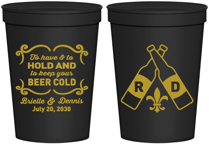Personalized Wedding 16 oz Stadium Cups - Fleur De Lis | 378