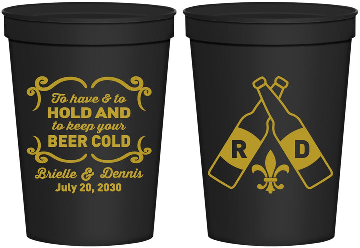 Personalized Wedding 16 oz Stadium Cups - Fleur De Lis | 378