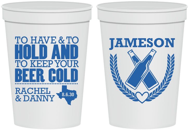 Personalized Wedding 16 oz Stadium Cups - To Have And To Hold | 379