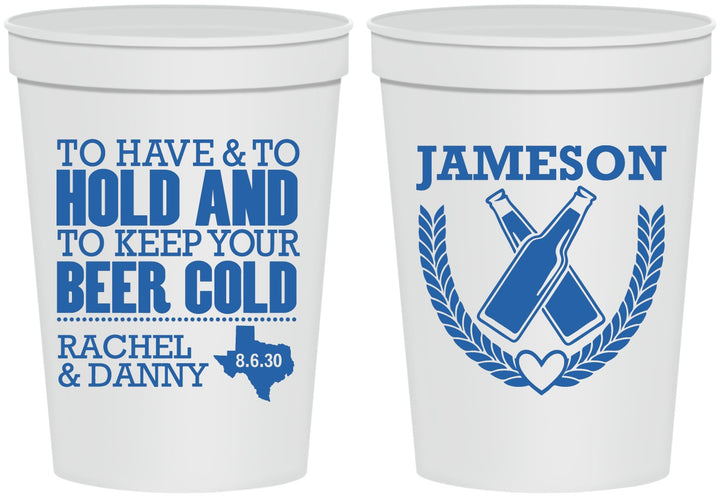 Personalized Wedding 16 oz Stadium Cups - To Have And To Hold | 379