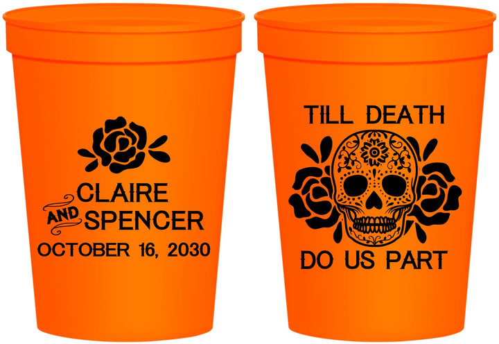 Personalized Wedding 16 oz Stadium Cups - Till Death Do Us Part | 380