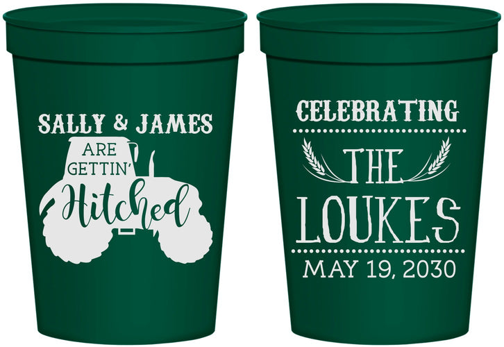 Personalized Wedding 16 oz Stadium Cups - Tractor | 381