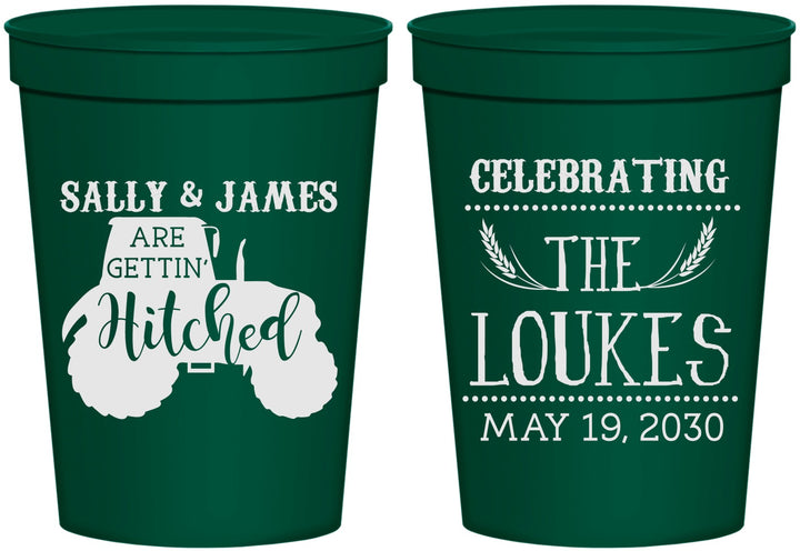 Personalized Wedding 16 oz Stadium Cups - Tractor | 381