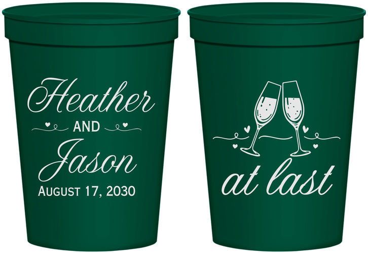 Personalized Wedding 16 oz Stadium Cups - At Last | 382