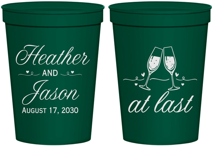 Personalized Wedding 16 oz Stadium Cups - At Last | 382