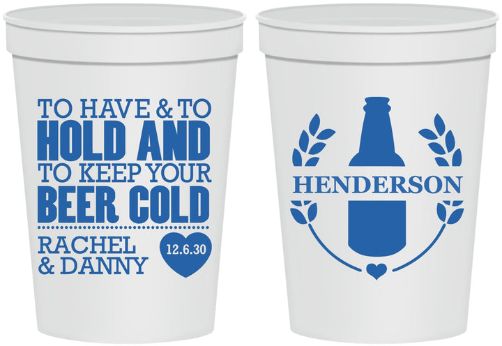 Personalized Wedding 16 oz Stadium Cups - To Have And To Hold | 384