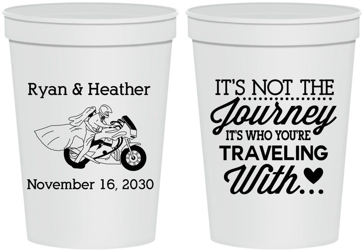 Personalized Wedding 16 oz Stadium Cups - Journey Traveling With | 385