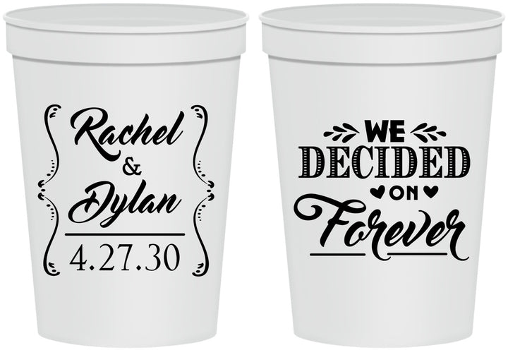 Personalized Wedding 16 oz Stadium Cups - We Decided On Forever | 386