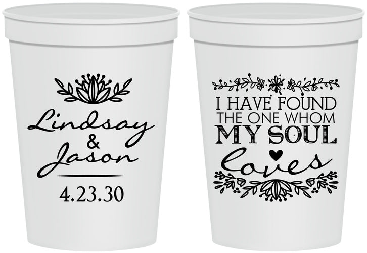 Personalized Wedding 16 oz Stadium Cups - Found My Soul | 390