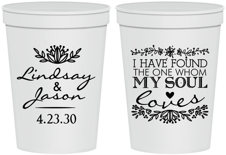 Personalized Wedding 16 oz Stadium Cups - Found My Soul | 390