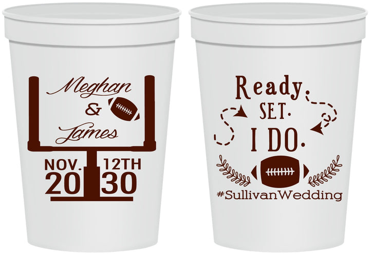 Personalized Wedding 16 oz Stadium Cups - Football | 394
