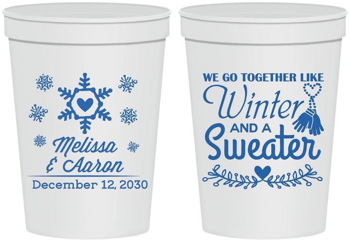 Personalized Wedding 16 oz Stadium Cups - Christmas Winter | 399