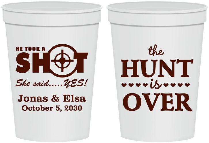 Personalized Wedding 16 oz Stadium Cups - The Hunt Is Over | 400