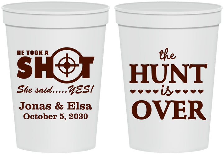 Personalized Wedding 16 oz Stadium Cups - The Hunt Is Over | 400