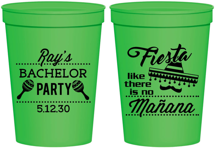 Personalized Bachelor Party 16 oz Stadium Cups - Fiesta No Manana | 40002