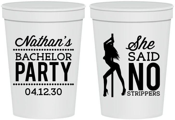 Personalized Bachelor Party 16 oz Stadium Cups - She Said No Strip Club | 40005