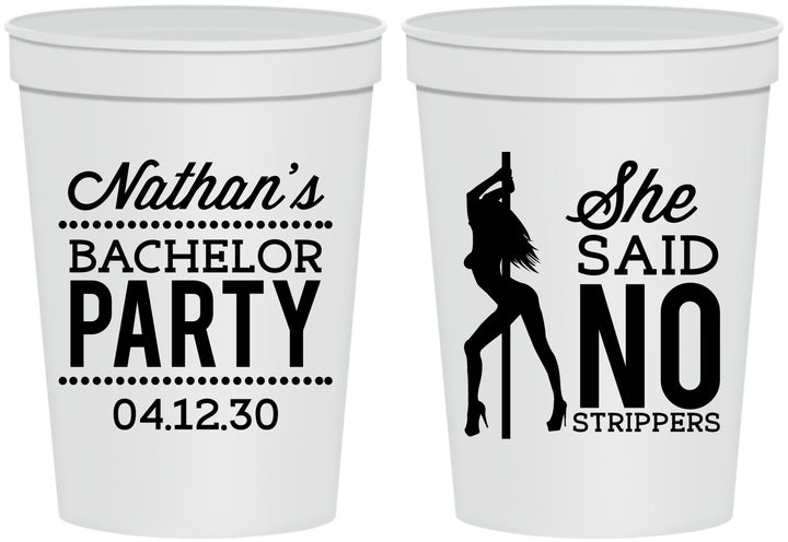 Personalized Bachelor Party 16 oz Stadium Cups - She Said No Strip Club | 40005