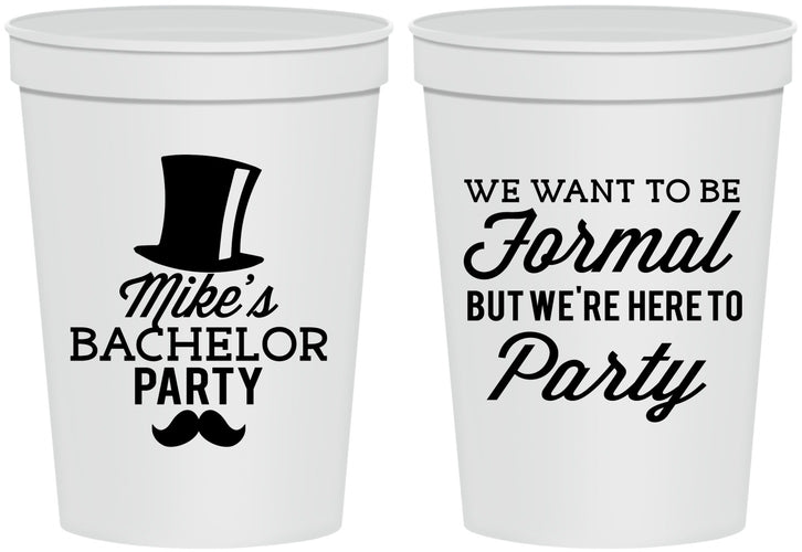 Personalized Bachelor Party 16 oz Stadium Cups - Formal | 40007