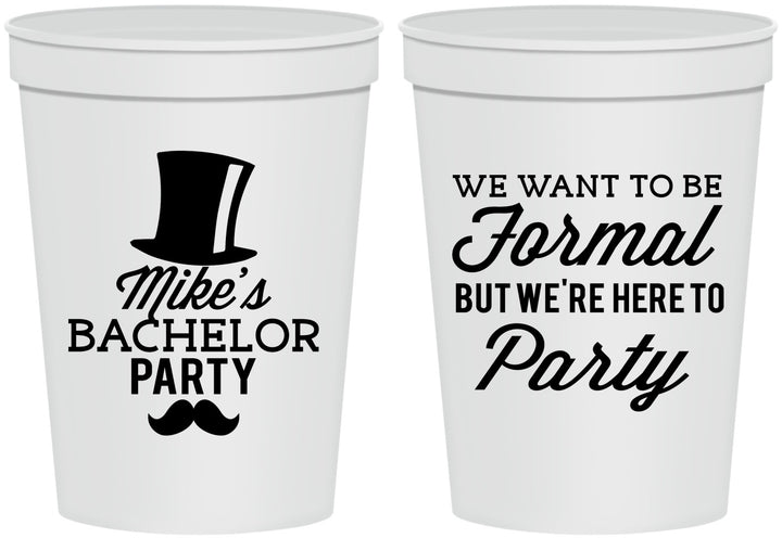 Personalized Bachelor Party 16 oz Stadium Cups - Formal | 40007