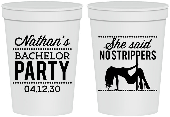 Personalized Bachelor Party 16 oz Stadium Cups - Strip Club | 40008