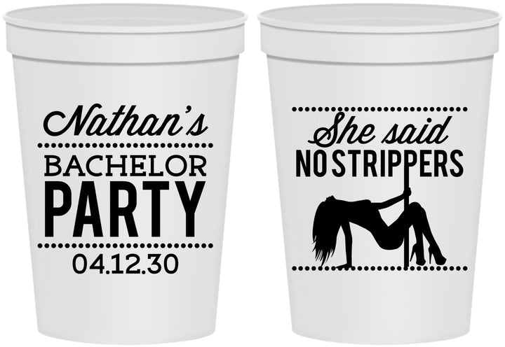 Personalized Bachelor Party 16 oz Stadium Cups - Strip Club | 40008