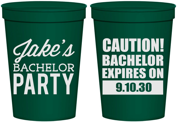 Personalized Bachelor Party 16 oz Stadium Cups - Caution Expires On | 40009
