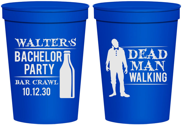 Personalized Bachelor Party 16 oz Stadium Cups - Dead Man Walking | 40011