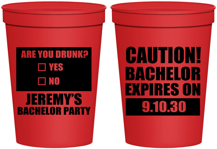 Personalized Bachelor Party 16 oz Stadium Cups - Caution Expires On | 40012