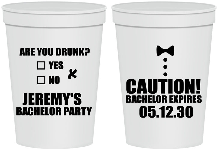 Personalized Bachelor Party 16 oz Stadium Cups - Caution Expires On | 40013