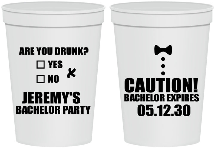 Personalized Bachelor Party 16 oz Stadium Cups - Caution Expires On | 40013