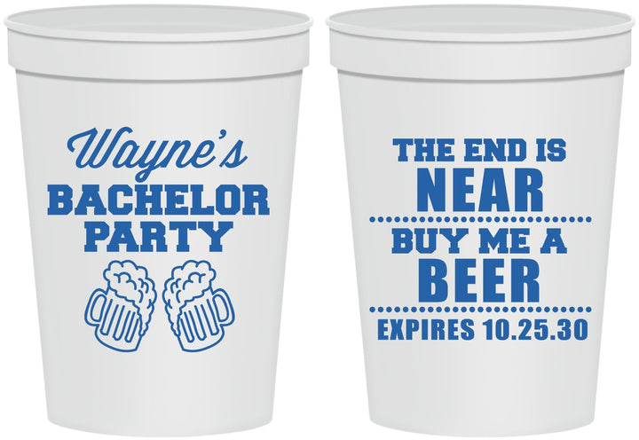 Personalized Bachelor Party 16 oz Stadium Cups - Beer | 40014