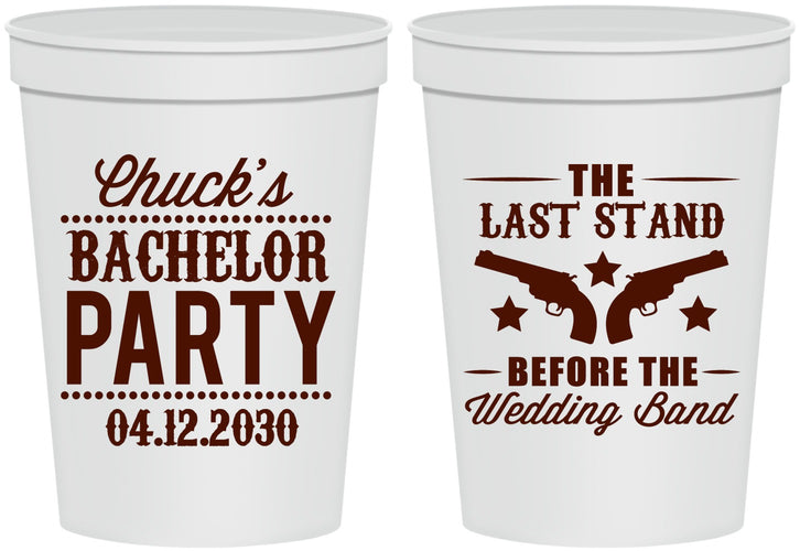 Personalized Bachelor Party 16 oz Stadium Cups - Last Stand Wedding Bands | 40015