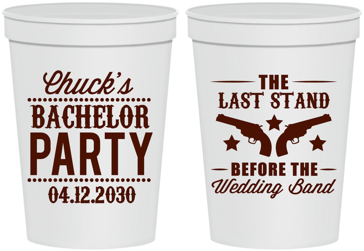 Personalized Bachelor Party 16 oz Stadium Cups - Last Stand Wedding Bands | 40015