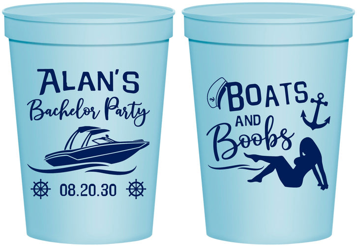 Personalized Bachelor Party 16 oz Stadium Cups - Nautical Boats | 40021